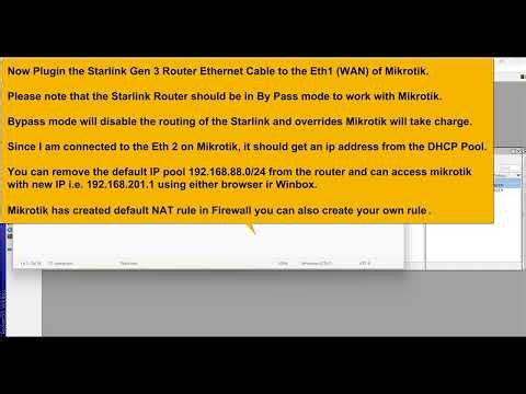 Mikrotik Router Configuration with Starlink Router.