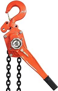 MYOYAY 20ft Manual Lever Block Chain Hoist 1653LBS Heavy Duty Chain Come Along Ratchet Puller 3/4Ton Chain Hoist with 2 Hooks Steel Come Along Puller for Warehouse Garages Construction