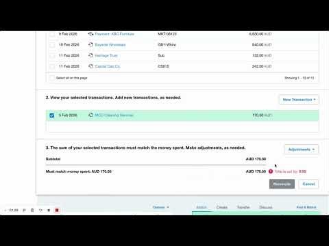 Reconciling Minor Bill Differences in Xero