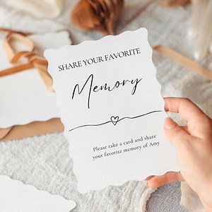 Memorial Share a Memory Memorial Memory Card Guestbook Memorial Share Memory for Celebration of Life Template - Etsy