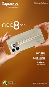 143K views · 847 reactions | Neo8 Pro: Defining demand in every pixel with Syed Laiba !  Immerse yourself in the brilliance of a 13MP dual camera and a captivating 6.745 inches HD V-notch display. Your quest for the ultimate smartphone ends here, priced at just Rs. 26,999!  #SparxSmartphones #ShinewithSparx #Neo8Pro #DemandExcellence #TechInnovation #SmartphoneRevolution #HDVNotchDisplay #BuyNow #TechEnthusiast | Sparx | Facebook