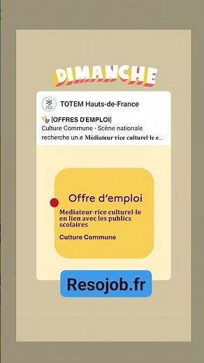 L'offre d'emploi le dimanche mise en avant avec Resojob.fr #resojob #emploi #formation #logement