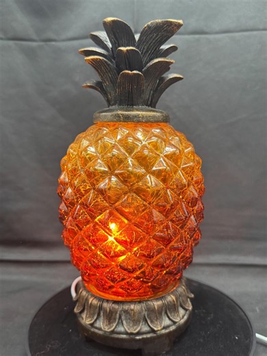 Vintage Pineapple Accent Lamp Brass and Amber Glass 10” - Etsy