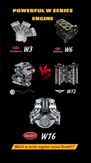 Best W Series Engine Sound 💀 #mahindra #bentley #volkswagen #bugatti #w16engine #shorts #w12 #w6 #w3