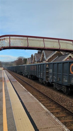 GBRf 66 795 with two tone 'Euro horn' passing Settle on a stone train