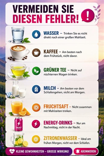 Machen Sie diesen Fehler nicht! Die beste Zeit für Wasser, Kaffee und Tee ☕💧