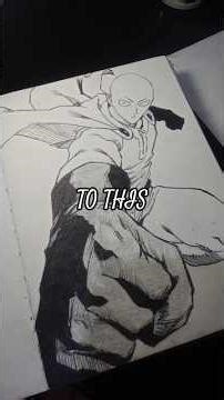 Baldiest Hero Sketching 🧑‍🦲 | Saitama | one punch man. #shorts #anime #art #onepunchman