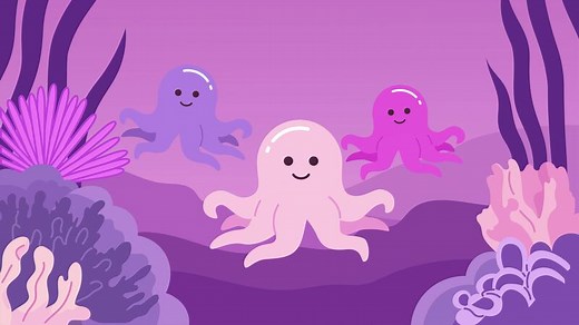 Octopuses underwater bubbles kawaii lo fi animated cartoon background. Marine life deep sea lofi aesthetic live wallpaper animation. Chibi creatures color cute chill scene 4K video motion graphic