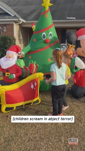 There was someone lurking in a family's inflatable Christmas tree lawn decoration! | Inside Edition