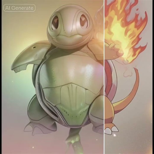Awesome tortoise fire pokemon alien AI filter generated