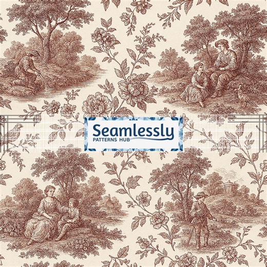 Vintage Toile De Jouy Seamless Pattern – French Country Floral Textile Print (digital Download) - Etsy