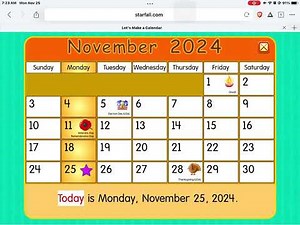 Starfall Daily Calendar - November 25, 2024