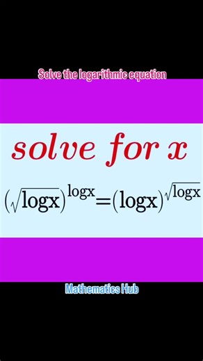 Mathematics Hub on Instagram: "Solve the logarithmic equation #viralreels #viral #maths #solve #simplify"