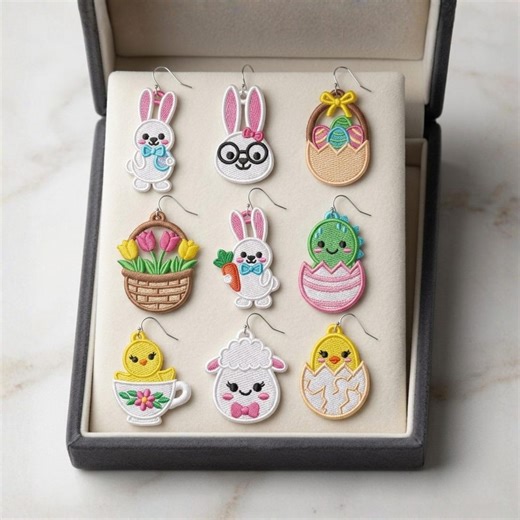 Free Standing Lace Easter Earrings Embroidery Designs (9 Set) – Bunny, Egg, Spring Jewelry (digital Download) - Etsy