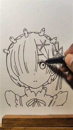 Drawing Rem Face Sketch Easy | Re zero #shorts #rem #rezero