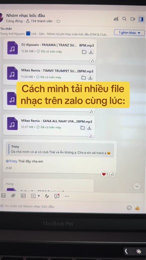 Hướng dẫn tải nhiều file nhạc trên Zalo cùng lúc