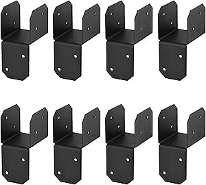 8 Pcs 2" Black Joist Anchor Connector, Post Caps Tie Bracket Fit Actual 2"x 2"(50.8mm) Rough Lumber