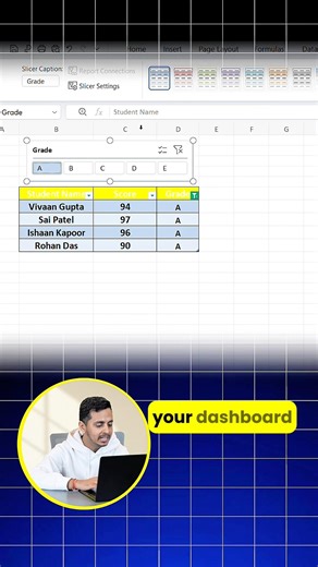 Create an Excel filter that looks like a dashboard⚡️#excel #office #spreadsheet