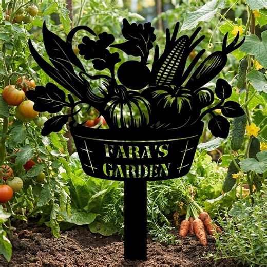 Custom Vegetable Garden Sign, Personalized Veggie Patch Metal Stake, Garden Art With Name - Etsy