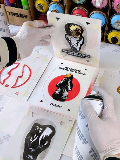 Painting “BULLSHIT!” with TABBY Quick Folding Stencil