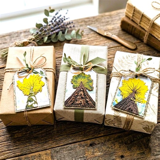 Handmade Mixed Media Tree Gift Tags, Set of 3 Nature Specimen Art Tags, Cottagecore Junk Journal Ephemera - Etsy