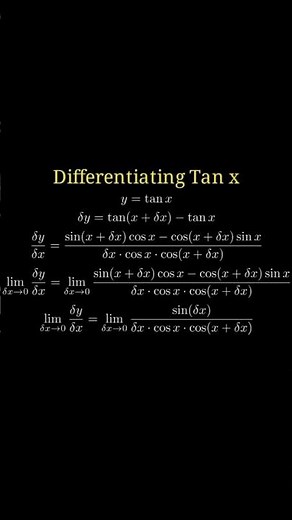 Differentiation of Tan x with first principle.☠️💀😭🔥 #mathematics #shorts #trending #calculus #iitjee