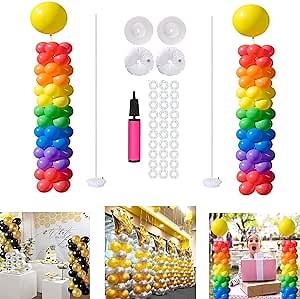 JCHB 8 Feet Balloon Column Kit, Set of 2, Balloon Tower Assembly Kit for Wedding Birthday Graduation Party Event Supplies Decoration