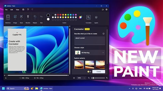 【新 AI 体验】微软宣布推出 Windows 11 最新版 Paint 原生应用（画图）更新：引入生成式填充+擦除！