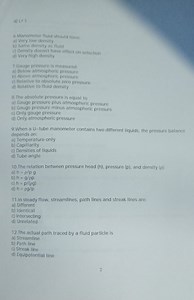 Manometer fluid should have: a) Very low density b) Same densit... | Filo