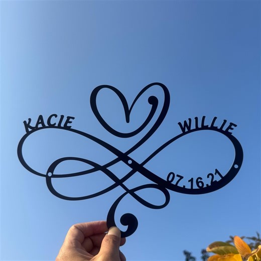 Personalized Infinity Metal Sign | Custom Couple Names, Wedding Date Wall