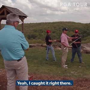 Ready, aim, FORE! Paul Goydos and Kevin Sutherland visited the Bass Pro Shops Legends of Golf shooting range for some target practice. | PGA TOUR Champions