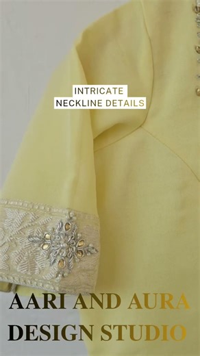 The Ultimate Lemon Yellow Maggam Work Butti Design | Aari and Aura Designer Studio
