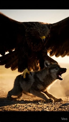 #Eagle Encounter with Wolf Baby in the Forest | Wild Nature Moment 🦅🐺#shorts