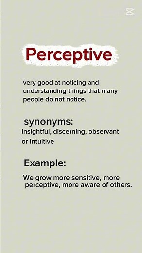 Perceptive - meanings, synonyms and example sentence #english #englishvocabulary