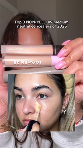 isa on Instagram: "Top 3 NONYELLOW medium neutral concealers of 2025 🤍 What other medium neutral recs would you like to see? Concealers from @merit @tower28beauty @hourglasscosmetics #mediumneutral #concealers #yellowconcealer"