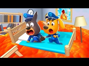Sheriff Labrador & Dobie Play THE FLOOR IS LAVA