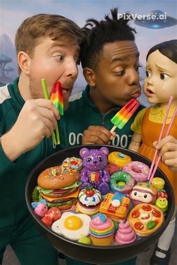 Mr Beast ishowspeed squid game doll korean food slime asmr mukbang #food #squidgame #asmr #mrbeast