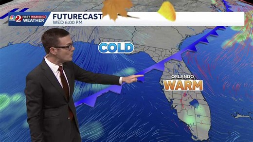 Cold front working into Central Florida for Thanksgiving
