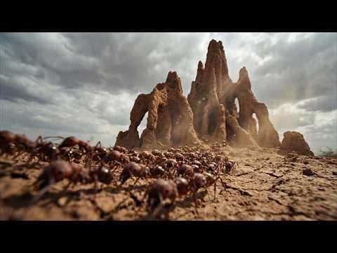 Army Ants vs Termites: How a Fortified Macrotermes Mound Is Defended