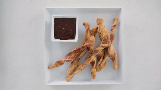 In a new episode of Sweet Talk, editor Lindsay Strand shows us her easy recipe for baked puff pastry "churros" paired with a Mexican chocolate sauce. It's simple and delicioso! http://martha.ms/61888gkDA | Martha Stewart
