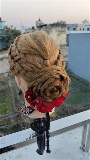 easy rose bun hairstyle ‪@looksbykareena‬