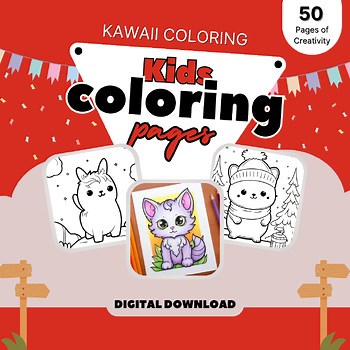 Kawaii Magic: 50 Cute Coloring Pages for Kids and Adults