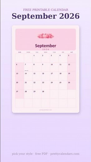 September 2026 Calendar | 10 Free Printable Styles #Shorts