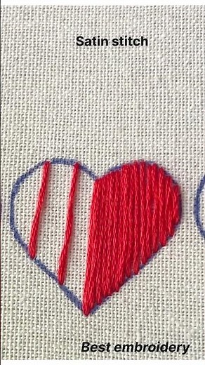 Easy heart embroidery using satin stitch