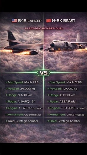 🇺🇸 B-1B LANCER vs 🇨🇳 H-6K⚔️ Strategic Bomber Showdown ⚔️