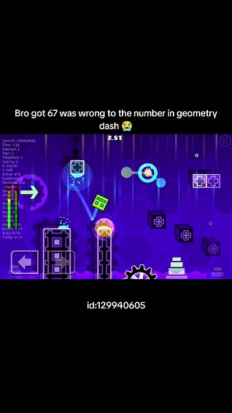 Bro got 67 was wrong to the number in geometry dash 😭 #geometrydash #67kid