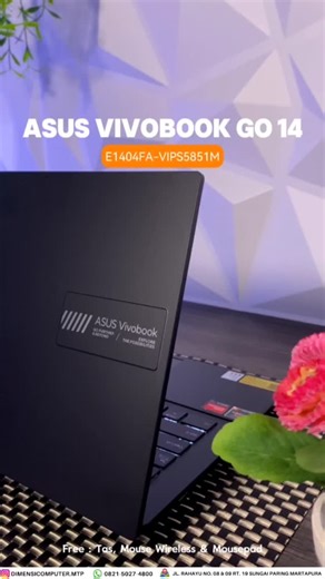 𝗗𝗶𝗺𝗲𝗻𝘀𝗶 𝗖𝗼𝗺𝗽𝘂𝘁𝗲𝗿 on Instagram: "Asus Vivobook Go 14 E1404FA Ryzen 5 7520U 8GB SSD 512GB 14″ FHD W11+OHS+M365 Spesifikasi Processor : AMD Ryzen 5 7520U Processor 2.8GHz (6MB Cache, up to 4.3GHz, 4 cores, 8 Threads) Graphics : AMD Radeon Graphics Memory : 8GB LPDDR5 on board Storage : 512GB M.2 NVMe PCIe 3.0 SSD Display : 14.0-inch FHD (1920 x 1080) 16:9 aspect ratio, IPS-level Panel, 60Hz refresh rate, 250 nits, 45% NTSC color gamut, Anti-glare display Operating System : Windows 11