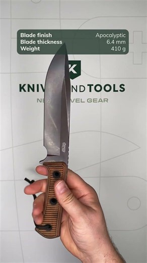 TRC Knives Apocalypse, Elmax Apocalypse Finish, Torched Natural Canvas Micarta, survival knife