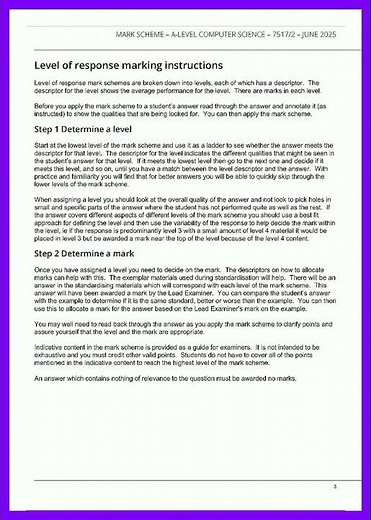 2025 aqa a level computer science paper 2 mark scheme SCANNED video
