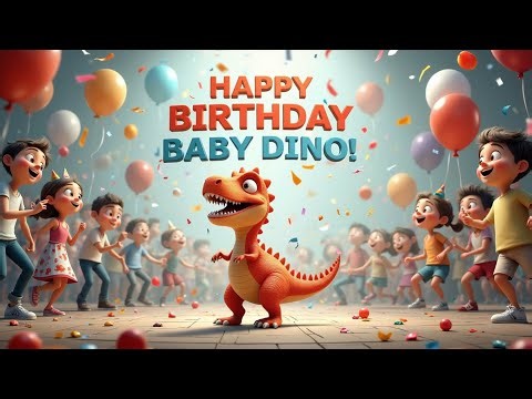 Baby Dino Happy Birthday Song | Cute Dinosaur Birthday Kids Song | KidsLearn Nursery Rhymes